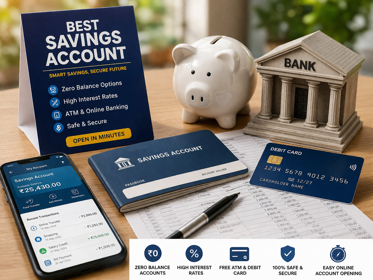 Savings account with zero balance high interest and easy online account opening in India